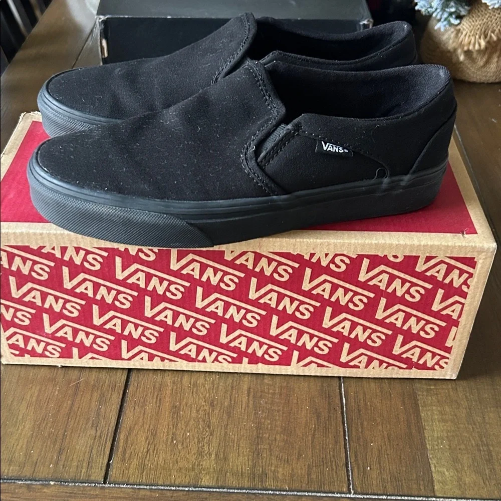 Vans Asher canvas black/black slip-on shoes size women's 7